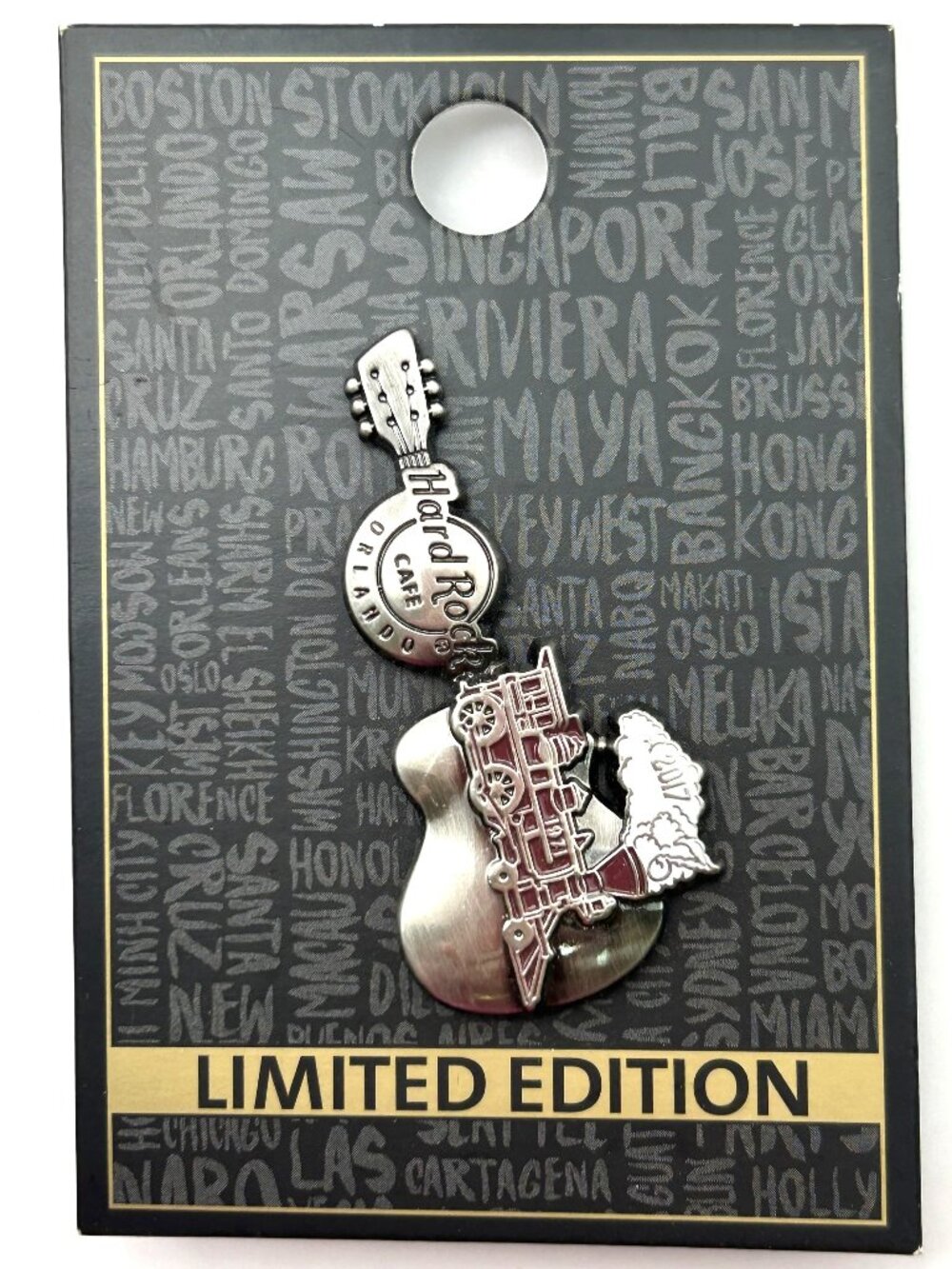 Hard Rock Café Orlando 2017 3D Train Guitar Pin Limited Edition LE Collector